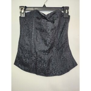 The Limited Corset Top Bustier Black Floral Jacquard Boned Lined Size M